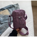 Borsa a tracolla in nylon viola con tasca a coulisse e tracolla larga per stile casual - Viola