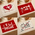 Sets de table en lin avec motifs de cœurs rouges et Cupidon pour la Saint-Valentin - Ensemble Jeu Cupidon 4Pcs (VPM010)