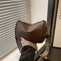 Sac bandoulière marron pour femme avec une large sangle élégante à motifs géométriques - Marron