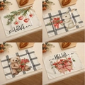 Lot de quatre sets de table en lin pour la Saint-Valentin avec motifs de cœur et texte - Ensemble Coeur de Forêt Naturelle 4Pcs (VPM026)