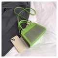 Neon green mini tote bag with stylish zigzag textured sides and detachable shoulder strap - Green