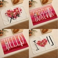 Lot de sets de table en lin avec motifs de cœurs et messages de Saint-Valentin - Ensemble Discussion de Cœur Colorée 4Pcs (VPM034)