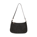Elegante borsa a tracolla nera con ricami a farfalla e finiture in metallo dorato - Nero