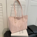 Large pale pink tote bag with textured crinkle finish for stylish daily commuting - Pink