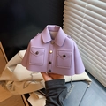 Mini lavender jacket-shaped crossbody bag with chic silver chain and lapel details - Purple