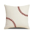 Square cotton linen throw pillow cover with decorative red baseball stitching print - 45x45cm(Case Only) / Baseball Pattern Style (YMC22-3)