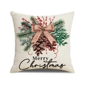 Christmas pillowcase with pine cones and berries print on beige linen fabric - Christmas Pinecones (YMA73-2)