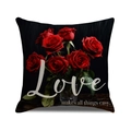 Funda de cojín cuadrada con rosas rojas y frase Love para regalo San Valentín - Estilo Love (YMV36-2) / 45x45cm(Solo Funda)