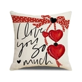 Linen Valentine heart pillow cover with I love you so much print for home decoration - 45x45cm / I Love You So Much Letter Style (YMV38-4)