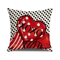 Square Valentine's Day pillowcase with red hearts and XOXO print on polka dot fabric - 45x45cm