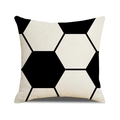 Square football pattern decorative throw pillow cover in classic black and white - 45x45cm(Case Only) / Soccer Pattern Style (YMC22-1)