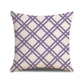 Modern purple and cream geometric diamond pattern cotton linen square sofa pillow cover - Purple Plaid Style (YMS69-3)