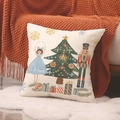 Federa per cuscino con schiaccianoci e albero di Natale su coperta in maglia - 45x45cm(Solo Fodera) / Illustrazione Schiaccianoci Ballerina (YMA63-1)
