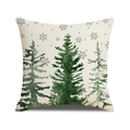 Nordic Christmas pillow cover with watercolor evergreen tree and gray snowflake pattern - Watercolor Evergreen Forest Style (YMA66-1)