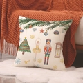 Federa natalizia con stampa Schiaccianoci ed elementi festivi ad acquerello - 45x45cm(Solo Fodera) / Ragazza Soldato Acquerello (YMA63-5)