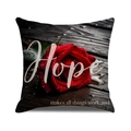Funda de cojín cuadrada con rosa y texto 'Hope' sobre fondo de madera oscura hogar - Estilo Hope (YMV36-1) / 45x45cm(Solo Funda)