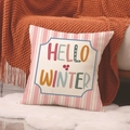 Federa per cuscino a righe rosa Schiaccianoci con scritta natalizia Hello Winter - 45x45cm(Solo Fodera) / Righe Blu Inverno (YMA63-2)
