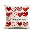 Valentinstag Kissenhülle aus Leinen mit Love You More Druck und roten Herzmotiven - Zwölf Herzen Stil (YMV41-3) / 45x45cm