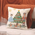 Federa natalizia con Schiaccianoci e ballerina su una calda coperta di maglia - 45x45cm(Solo Fodera) / Illustrazione Schiaccianoci Regalo (YMA63-8)