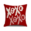 Red square Valentine's pillow case with white and pink XOXO textured print design - 45x45cm(Case Only) / XOXO Style (YMV40-4)