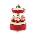Houten kerstmuziekdoos met de kerstman en draaiende carrousel op rode basis - Jingle Bells