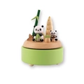 Carillon in legno a tema panda con decorazioni di bambù e base girevole bicolore - Pomeriggio del Panda