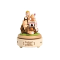 Wooden music box with Shiba Inu characters, LOVE engraving and rotating mechanical design - Marry Me