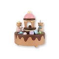 Wooden bear dessert music box with hand-painted cupcakes and candy decorations - Bear Dessert House