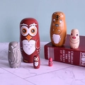 6-layer wooden owl and animal nesting dolls set for kids room decor and creative gift - Forest Animal Style (TW-SG0602)