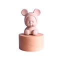 Carved wooden baby music box made of natural beech wood with a minimalist sleepy design - Natural Wood Color