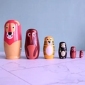 Set van 6 handgemaakte houten nestpoppen met dierentuindieren en glanzende laklaag - Dierentuin Dieren Serie (TW-SG0601)