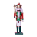 Schiaccianoci re in legno da 30cm con paillettes, corona dorata e scettro per Natale - Rosso e Verde