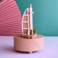 Boîte à musique en bois Burj Al Arab avec monuments de Dubaï et petit bateau - Base de 11*11CM / Bois Naturel (Khaki)