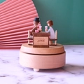 Creative wooden music box with a romantic couple and LOVE carving for Valentine's Day - 11x11cm / White