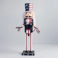 Wooden 38cm Uncle Sam nutcracker drummer ornament with US flag pattern and hat - American Drummer / 38cm