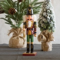 Schiaccianoci soldato da 30 cm in legno con divisa tradizionale rossa e verde - Soldato Con Tromba Vintage (1401D) / Grande
