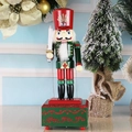 36cm European Nutcracker soldier music box with sword on a green base - Square Box Sword Nutcracker