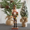 Schiaccianoci soldato tamburino di 30 cm in legno con uniforme rossa e decorazioni - Soldato Tamburino Vintage (1401C) / Grande