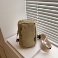 Versatile khaki nylon crossbody chest bag with adjustable strap and fashion label detail - Khaki