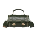 Retro dark green cylindrical crossbody bag with gold hardware and studded details - Green