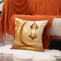 Golden Moon and Lantern Pillowcase for Eid Ramadan, Ethnic Style Home Sofa Decor - Ymz28-1 / 18x18inch (Pillow Cover Only)