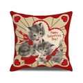 Valentine's Day square throw pillow with retro twin kittens and heart patterns - 45x45cm / Double Cats Style (YMV47-3)