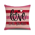 Leinen Kissenhülle mit roten Streifen und schwarzem Love Text für Wohndeko - 45x45cm(Nur Bezug) / Love Is All You Need Streifen Stil (YMV50-2)