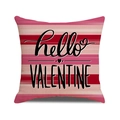 Valentinstag Kissenbezug aus Leinen mit hello VALENTINE Aufdruck und rosa Streifen - 45x45cm(Nur Bezug) / Hello Valentine Typografie Stil (YMV50-3)