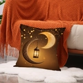 Golden crescent moon and star print square pillow cover for living room decoration - 18x18 Inch / Star Moon Lantern Style (YMZ30-4)