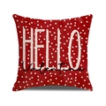 Linen Valentine pillow cover featuring red polka dots and Hello Valentine text - Red Polka Dot HELLO (YMV35-6)