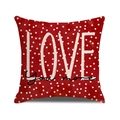 Red polka dot cushion cover with 'LOVE you more' print for Valentine's Day decor - Red Polka Dot LOVE (YMV35-7)