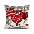 Be Mine Valentine pillow cover featuring three red hearts and eucalyptus leaves - 45x45cm(Case Only) / Be Mine Hearts Eucalyptus Style (YMV37-1)