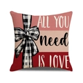 Valentine's Day pillow case with 'All You Need Is Love' text and plaid bow design - 45x45cm(Case Only) / All You Need Is Love Pink Spliced Style (YMV37-2)