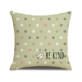 Easter sage green linen pillow cover with bird print and BE KIND text decoration - Sage Green Dot BE KIND Style